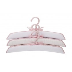 Set of 3 hangers lined Fabric White Point Rosa
