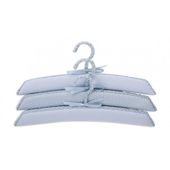 Set von 3 Kleiderbügeln ausgekleideten Gewebe Punto Blanco Hellblau