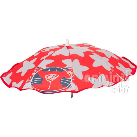 Baby-Kätzchen roten Regenschirm