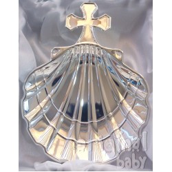 Baptismal shell with silver plated cross